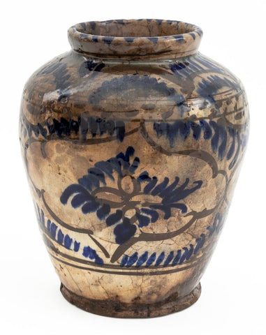 Islamic Safavid Blue Glazed Ceramic Vase