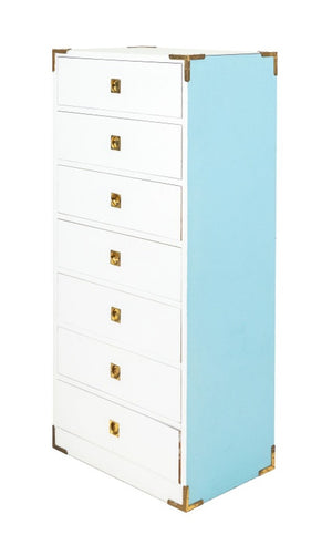 Campaign Style White Painted Chest of Drawers