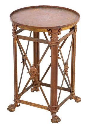 Roman Style Brass Circular Side Table (9835727290675)