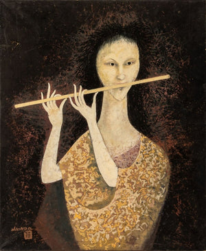 Naondo Nakamura Flute Player Gouache on Paper (9779137511731)