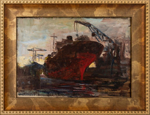 Eric Rebane "At the Port. Ship." Oil on Canvas (9859479699763)