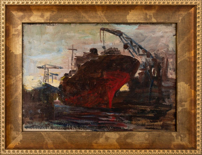 Eric Rebane "At the Port. Ship." Oil on Canvas