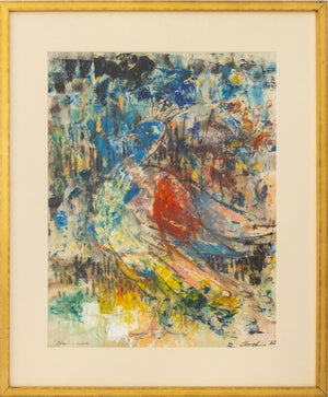 Illegibly Signed "Pfauvogel" Mixed Media, 1962 (9848695554355)