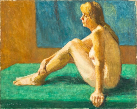 Carlos Parra Seated Nude Oil on Canvas, 1967