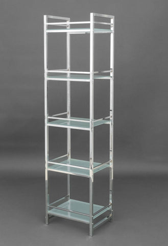 Modern Chromed Metal Etagere Shelf
