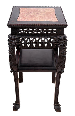 Chinese Hardwood & Marble Pedestal Table, 19th C.