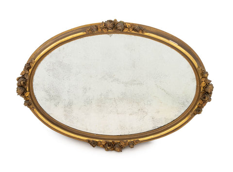 Gilded Age Gilt Composition Oval Beveled Mirror