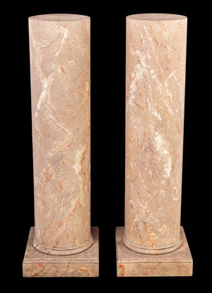 Trompe l'Oeil Marble Painted Wood Pedestals, Pair (9859596845363)