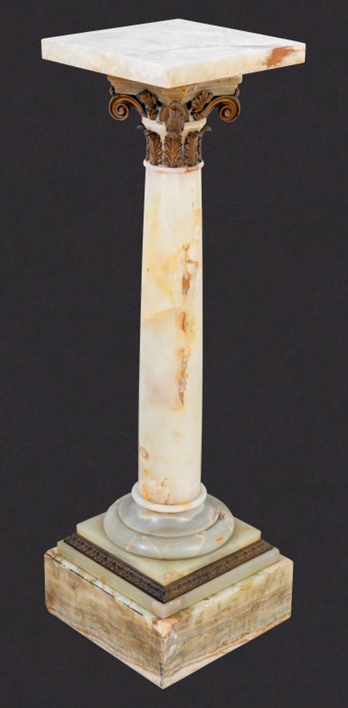French Gilt Metal and Alabaster Pedestal