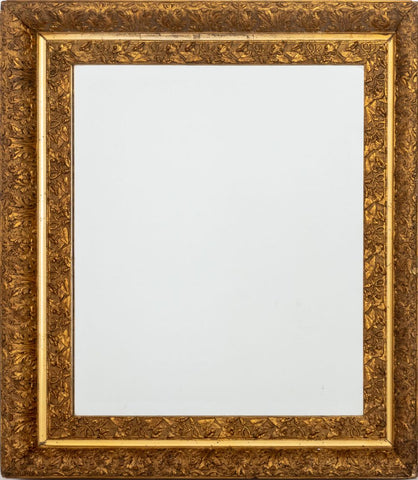 Morning Glory Motif Giltwood Beveled Glass Mirror