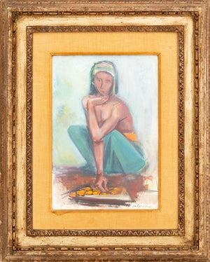 Maurice Sterne Girl with Basket Oil on Paper