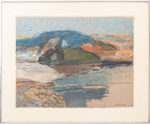 David Lund Abstract Coastal Landscape Pastel, 1972 (9808367911219)