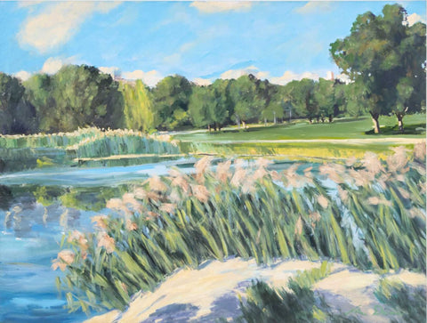 Contemporary Lakeside Landscape Oil on Canvas