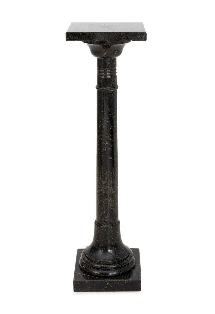 Victorian Black Fossil Marble Pedestal