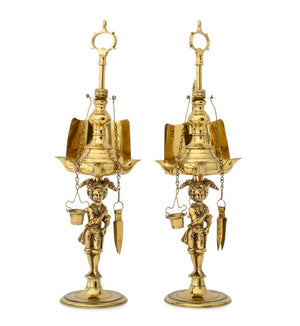 Italian Brass Lucerne Oil Lamps, Pair (9842662342963)