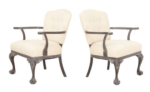 Modern Painted Wood Armchairs, Pair