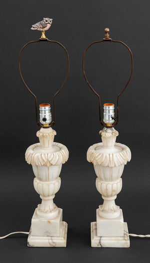 Neoclassical Style White Carrara Marble Lamps, 2 (9855975096627)