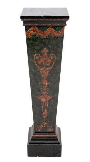 Neoclassical Green Faux Marble Painted Pedestal (9808389472563)