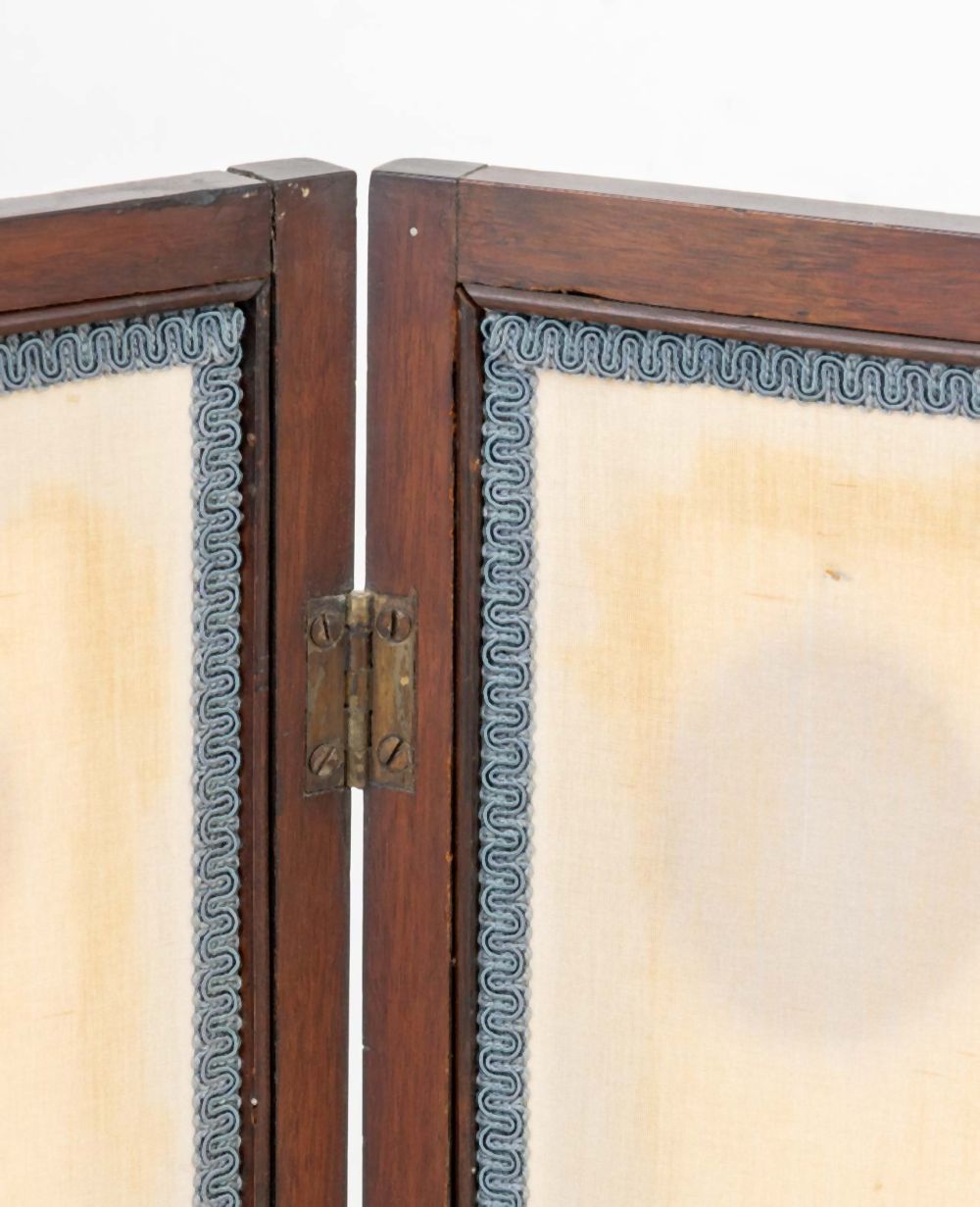 British Mahogany & Silk Two-Panel Folding Screen – Showplace
