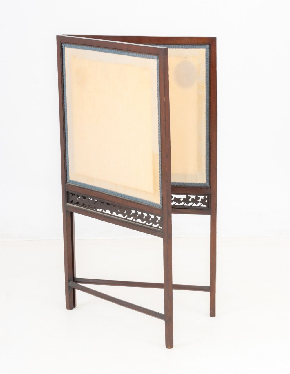 British Mahogany & Silk Two-Panel Folding Screen – Showplace