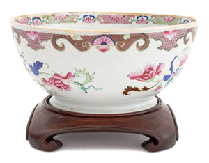 Chinese Famille Rose Porcelain Punch Bowl on Stand (9842668962099)