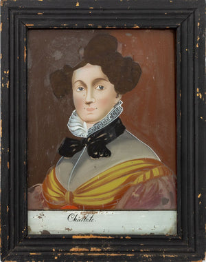 European School "Charlote" Reverse Painted Glass