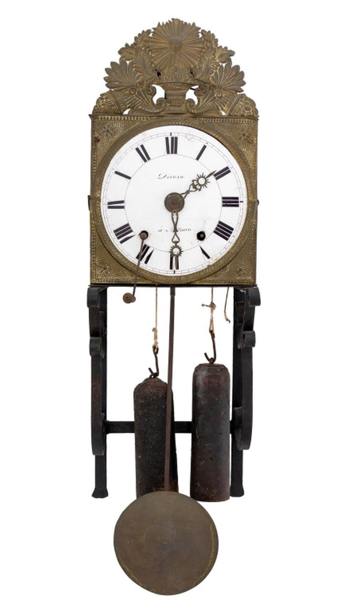 French Comtoise Iron and Brass Clock