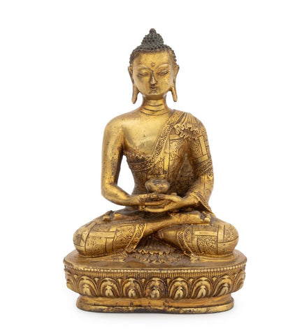 Tibetan Amitabha Gilt Bronze Sculpture