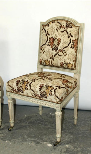 Pair of French Louis XVI Style Painted Side Chairs on Fluted Legs (9002101178675)