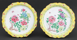Chinese Floral Motif Enameled Plates, Pair (9843498615091)