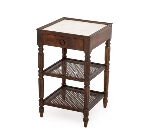 Louis Philippe Cane-Paneled Oak Etagere, 19th Century