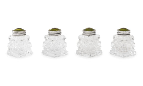 Norwegian Sterling Silver & Glass Salt Shakers, 4
