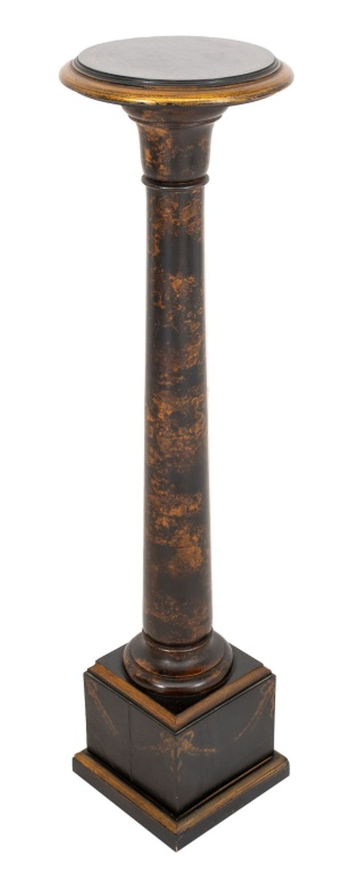 Black Japanned and Parcel Gilt Pedestal
