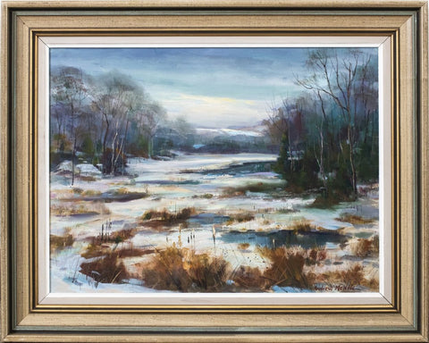 Andrew Menna Winter Scene Oil on Canvas