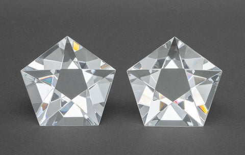Steuben Crystal Prism Form Paperweights, Pair