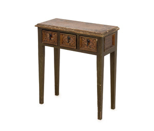 Distressed Paint-Decorated Side Table