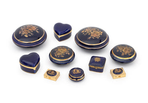 KPM and Limoges Cobalt Blue Porcelain Boxes, 10