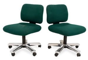 Knoll Green Upholstered Swivel Office Chairs, Pair (9842466292019)