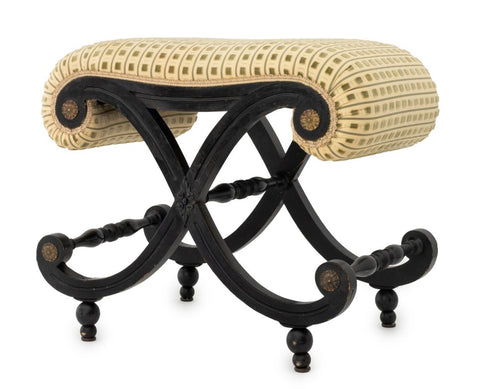 Louis XV Style Ebonized Curule Bench