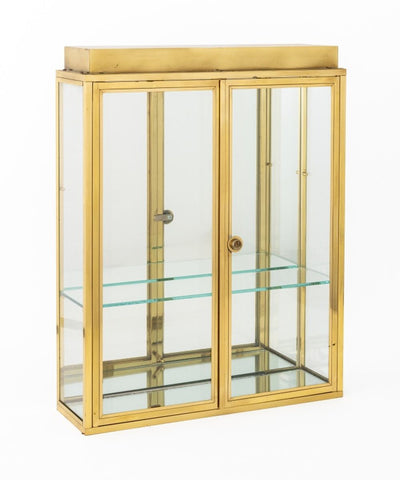 Modern Illuminated Brass and Glass Display Cabinet
