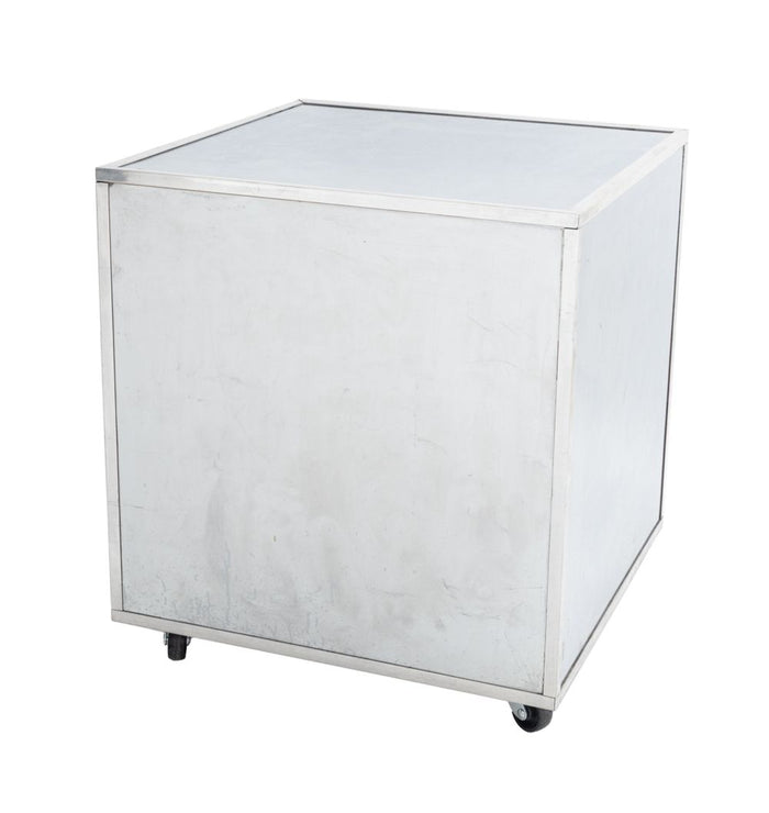 Mirrored Cube Rolling Side Table