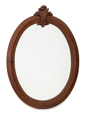 Foliate Crest Oval Mahogany Ogee Mirror