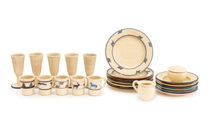 Southwestern Glazed Art Pottery Tableware, 24 Pcs.