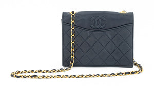 Chanel Metalasse Navy Blue Leather Handbag (9891572351283)