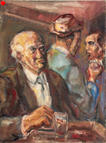 Henry D'Amico Three Men Drinking Oil on Canvas