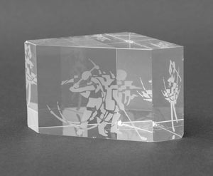 Steuben "Golfers" Etched Glass Paperweight