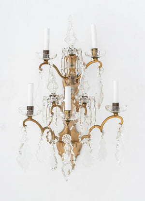 Louis XV Style Crystal Drop Pendant Wall Sconce