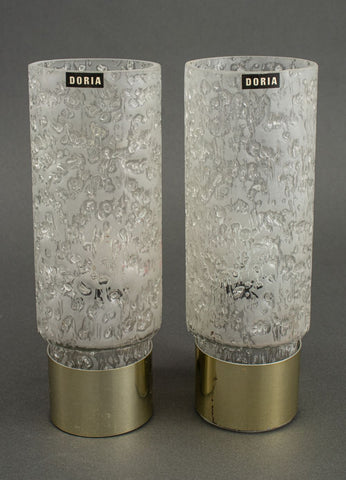Doria Leuchten Glass and Brass Sconces, Pair