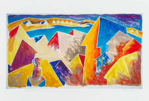 William Evaul "Rooftops" White Line Woodcut Print (9808216588595)