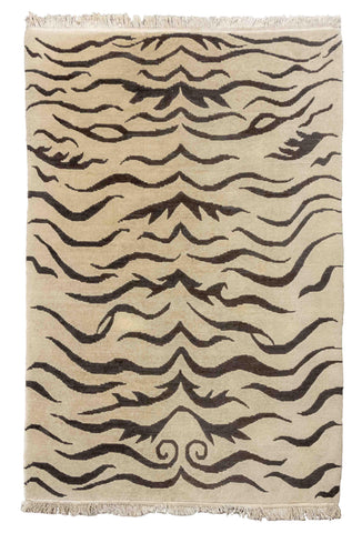 Tibetan Style Tiger Stripe Pattern Carpet, 9' x 6'